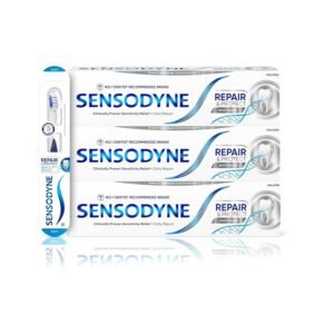 Sensodyne Toothpaste Repair and Protect, with Sensodyne Toothbrush, 3 x75ml