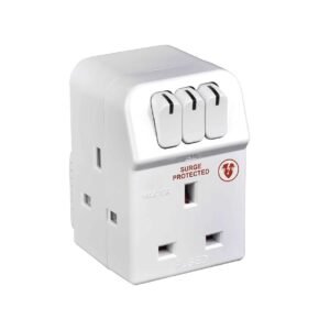 Masterplug Three Socket Surge Protected Adaptor with Individual Switches