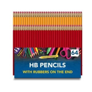 SOL 64pk HB Pencils With Rubbers On The End | HB Pencil Pack with Erasers