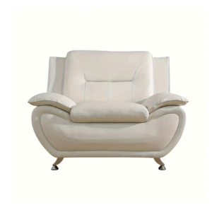 Stylish White Faux Leather 1-Seat Living Room Sofa