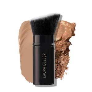 LAURA GELLER NEW YORK Retractable Black Kabuki Brush for Liquid, Cream and Powder Face Makeup With Aluminum Handle