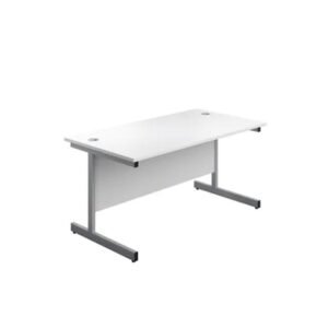 First 1200x800mm White/Silver Single Rectangular Desk