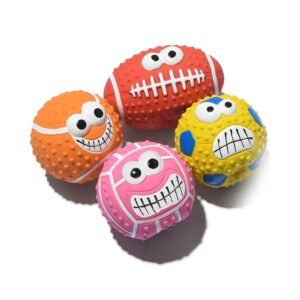TONGKTAI Squeaky Dog Ball, [4 Pack] Latex Rubber Dog Squeak Toys, 2.7'' Soft Bouncy Fetch Balls
